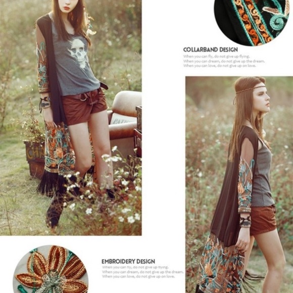 Beautiful Embroidered Tassel Kimono - Picture 3 of 8